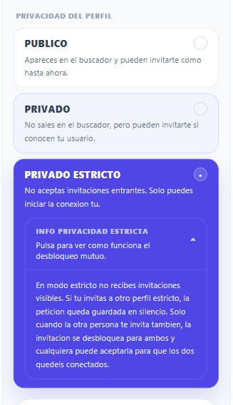 Opciones de privacidad y perfil de RecordatoriosIA