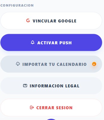 Pantalla para activar notificaciones push