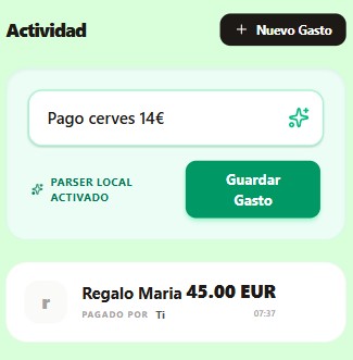 Pantalla de QuiénPagoQué para añadir un nuevo gasto