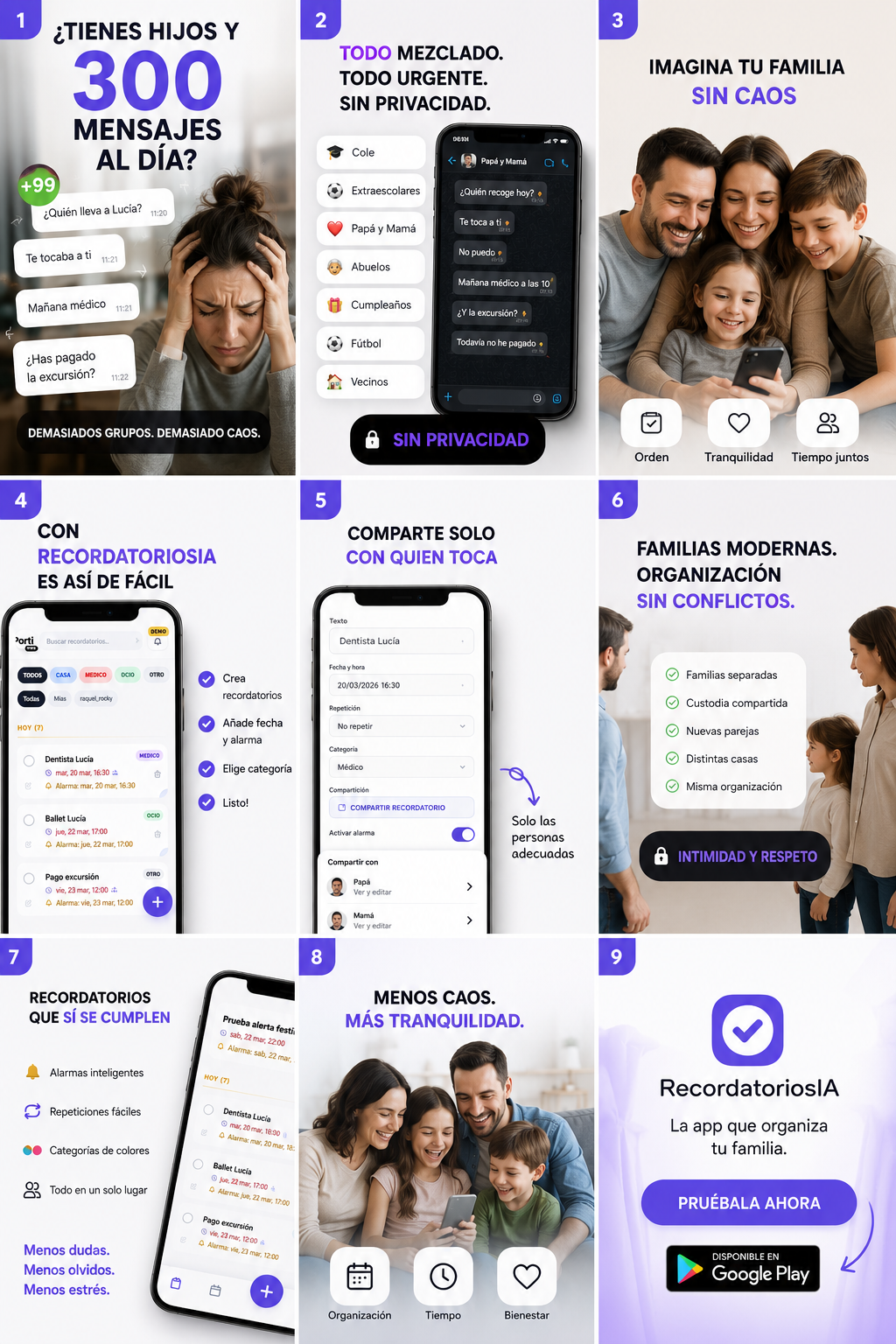 RecordatoriosIA para familias, tareas compartidas y organizacion diaria